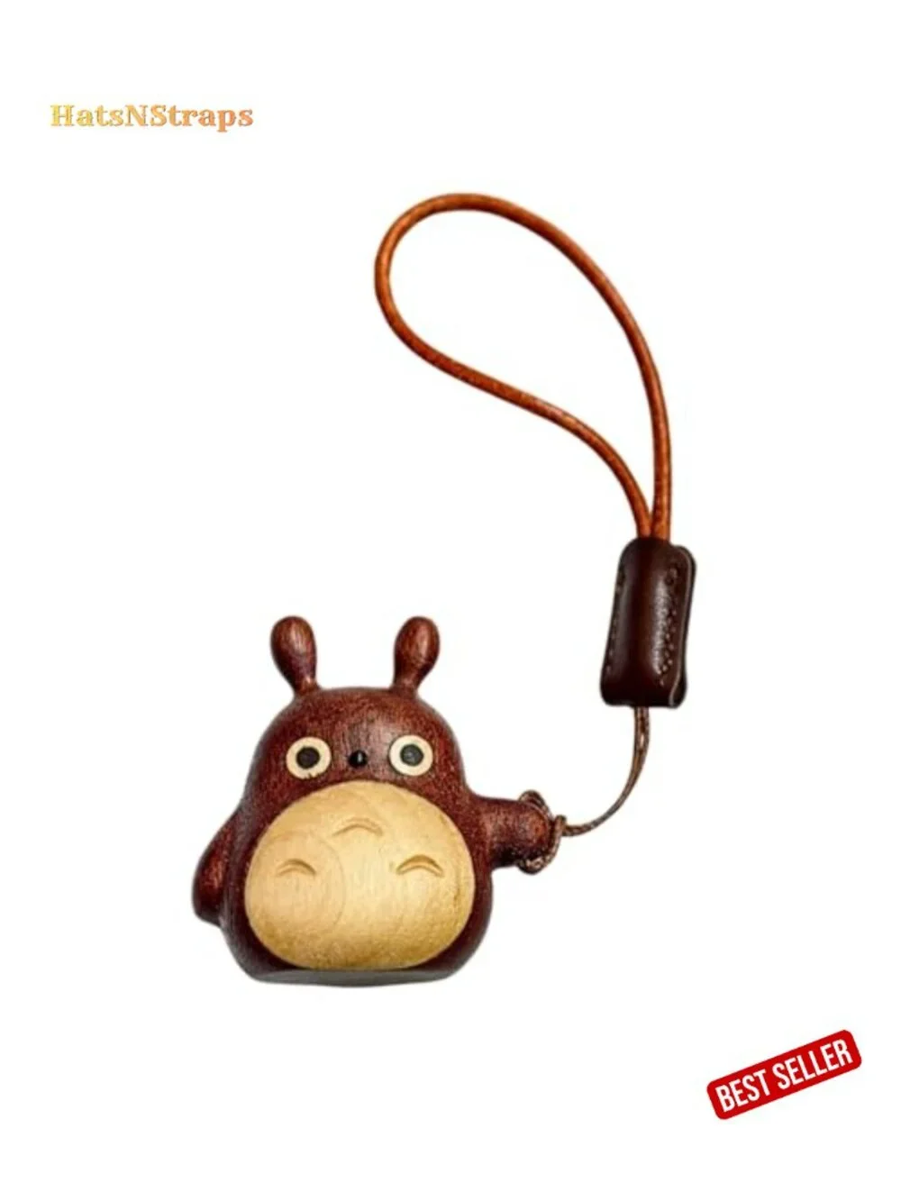 Hand Carved Wooden Totoro Charm Keychain Bag Purse Accessory Gift